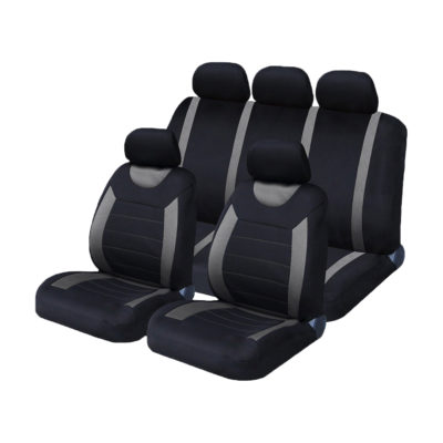 Auto Choice Direct - Seat Covers - 9pc Grey / Black Seat Cover Set - Car Accessories UK