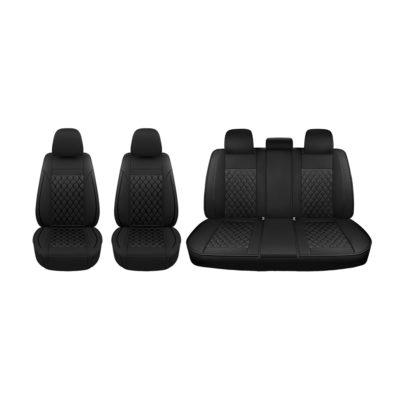 Auto Choice Direct - 5pc Premium Faux Leather Seat Cover Set - Black - Car Accessories UK
