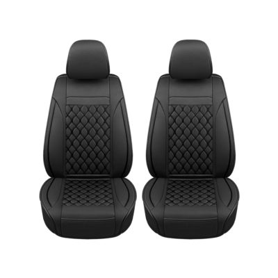 Auto Choice Direct - 4pc Premium Faux Leather Seat Cover Pair - Black - Car Accessories UK