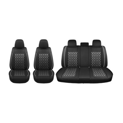 Auto Choice Direct - 5pc Premium Faux Leather Seat Cover Set - White - Car Accessories UK