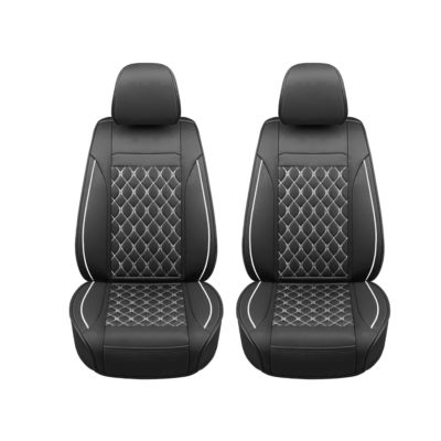 Auto Choice Direct - 4pc Premium Faux Leather Seat Cover Pair - White - Car Accessories UK